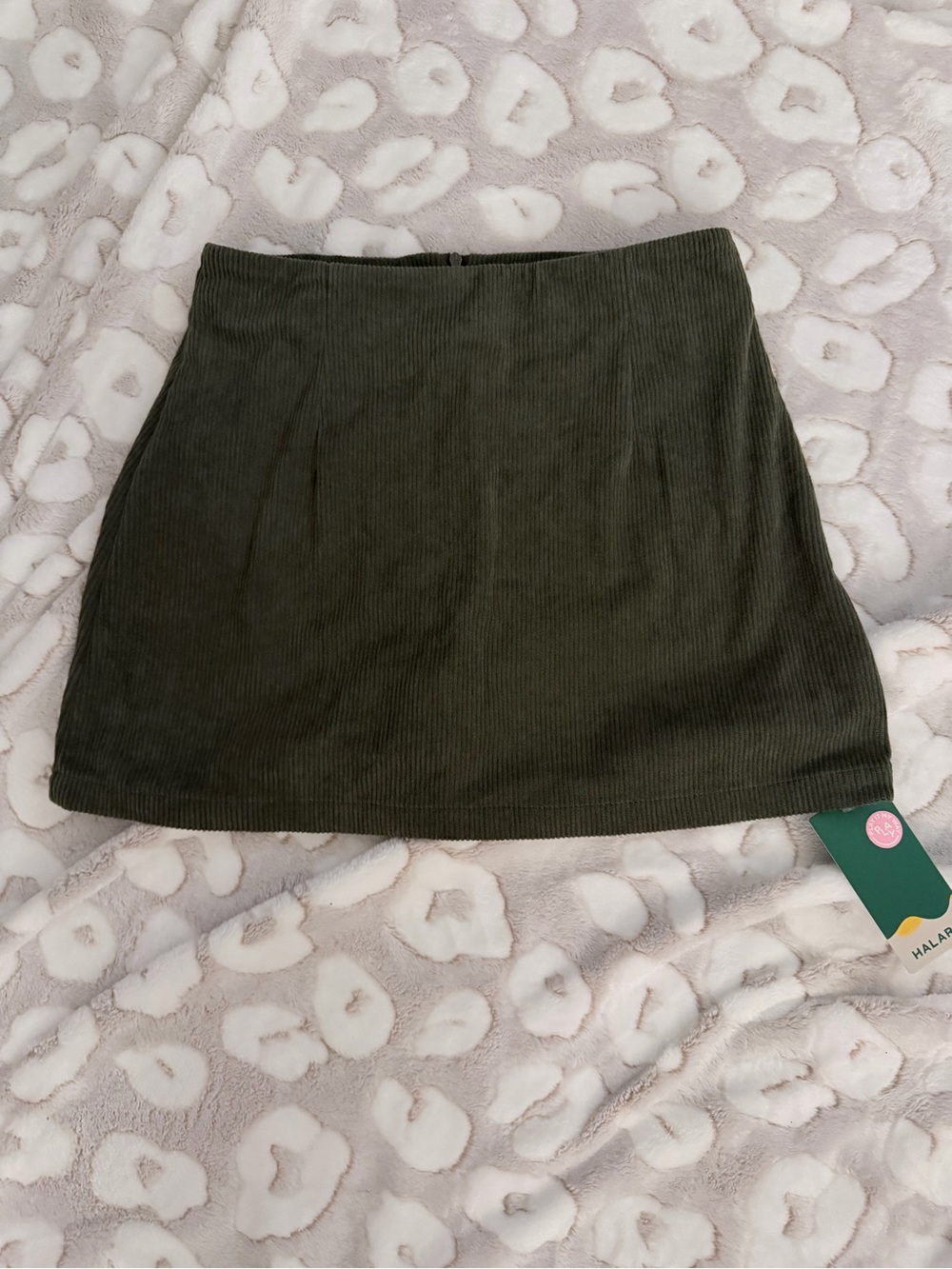HALARA Olive Corduroy Mini Skirt